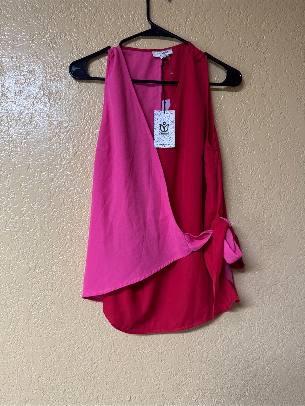 Andree Two-Tone Pink Wrap Camisole with Side Tie
